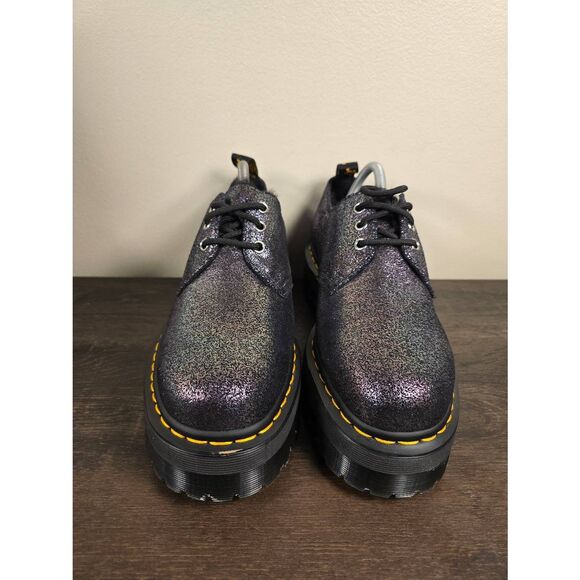 Dr Martens 1461 Platform Airware Shoes Black Glitter Fur Lined Women's Size 10 - Picture 3 of 8